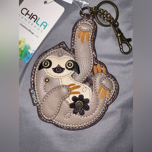 Chala Handbags Sloth Vegan Leather Zip Coin Purse Keychain NWT - Picture 10 of 12